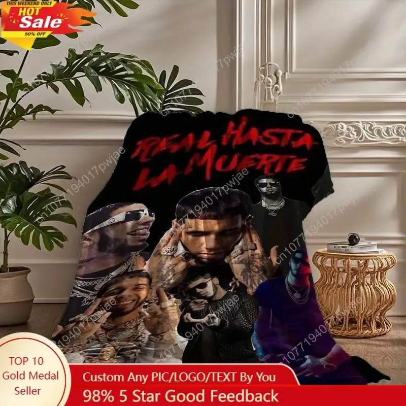 Real Hasta La Muerte Poster Flannel Blanket Soft Flannel Suitable for Sofa Bed Travel  Machine Custom Blankets