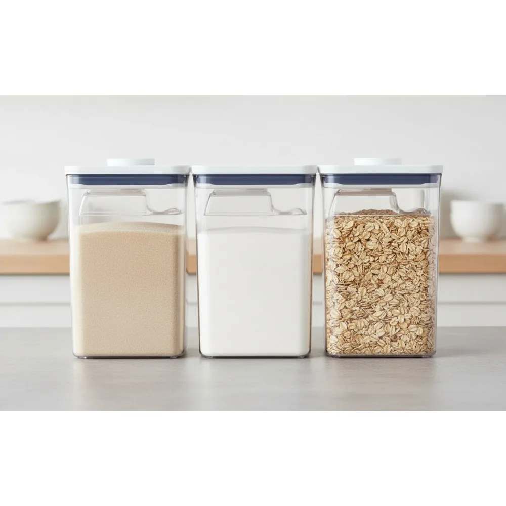 

6-Piece Airtight Food Storage Containers Set with Scoops, Stackable Kitchen Organizers for Pantry