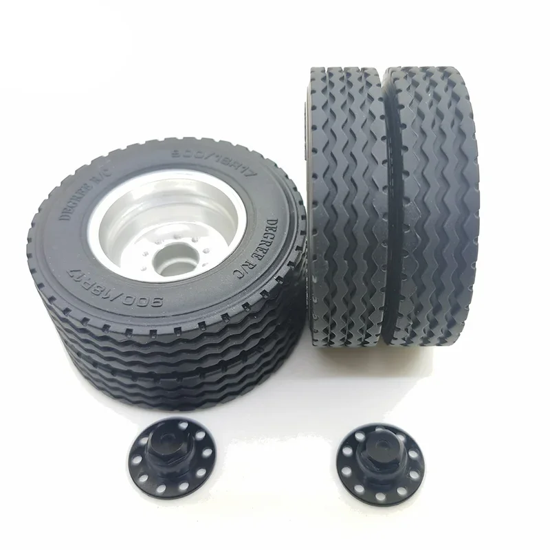 1 Pair Simulation Rubber Small Tires for 1/14 Tamiya RC Truck Scania 770S MAN Benz Volvo Diy Parts