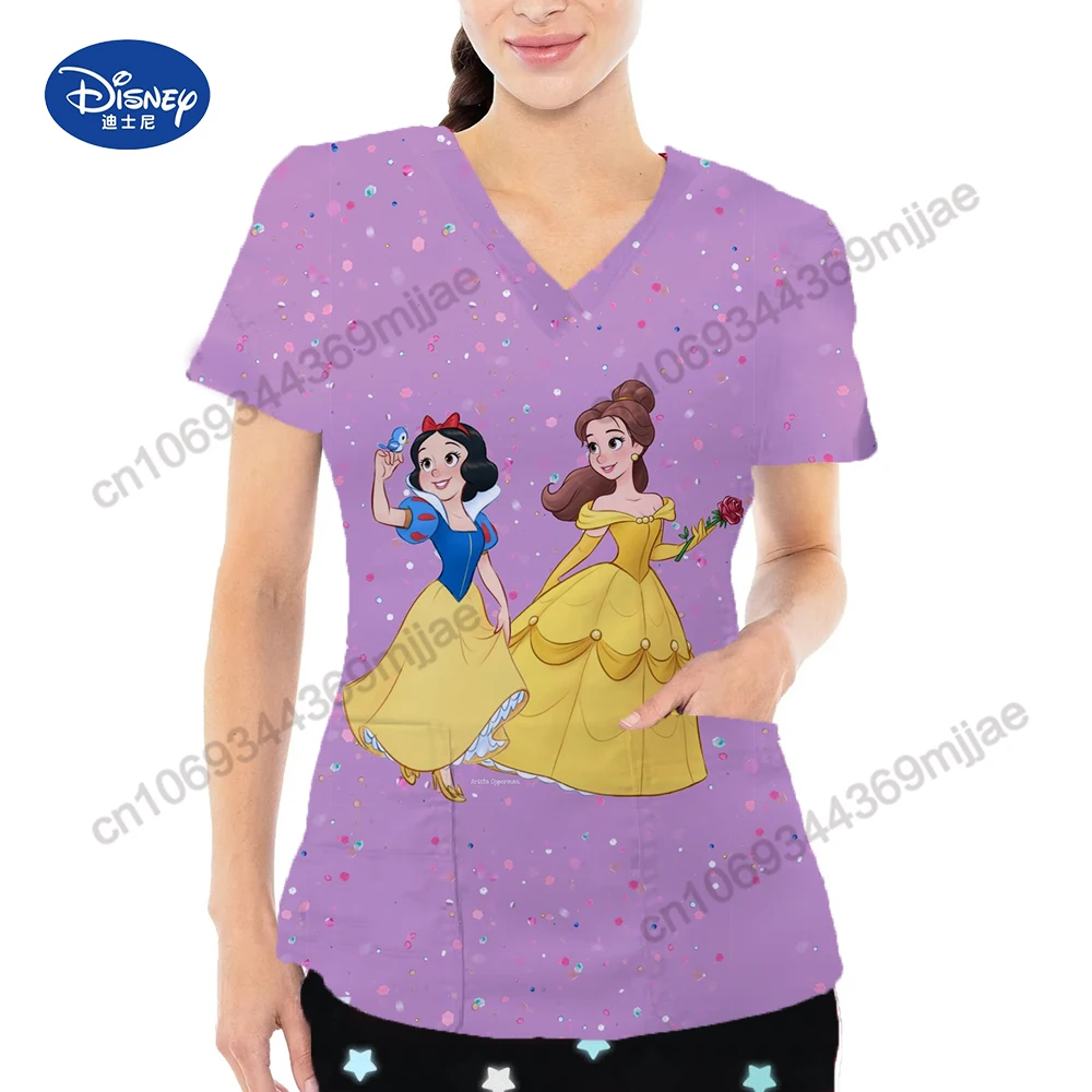 

Disney Pocket V-Neck Women's Clothing Korean Fashion Woman Blouse 2023 T-shirt Female One Pieces Summer Blouses for Women 2023