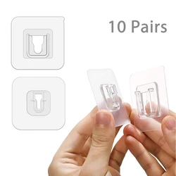 10 Pairs Strong Sticky Hung Double Sided Patch Hook Buckle Transparent Adhesive Wall Hooks Cup Sucker