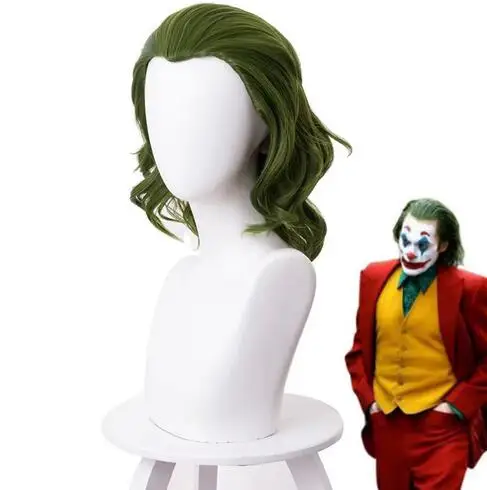 Origin Movie Clown Wig Cosplay Costume Joaquin Phoenix Arthur Fleck Curly Green Heat Resistant Synthetic Hair