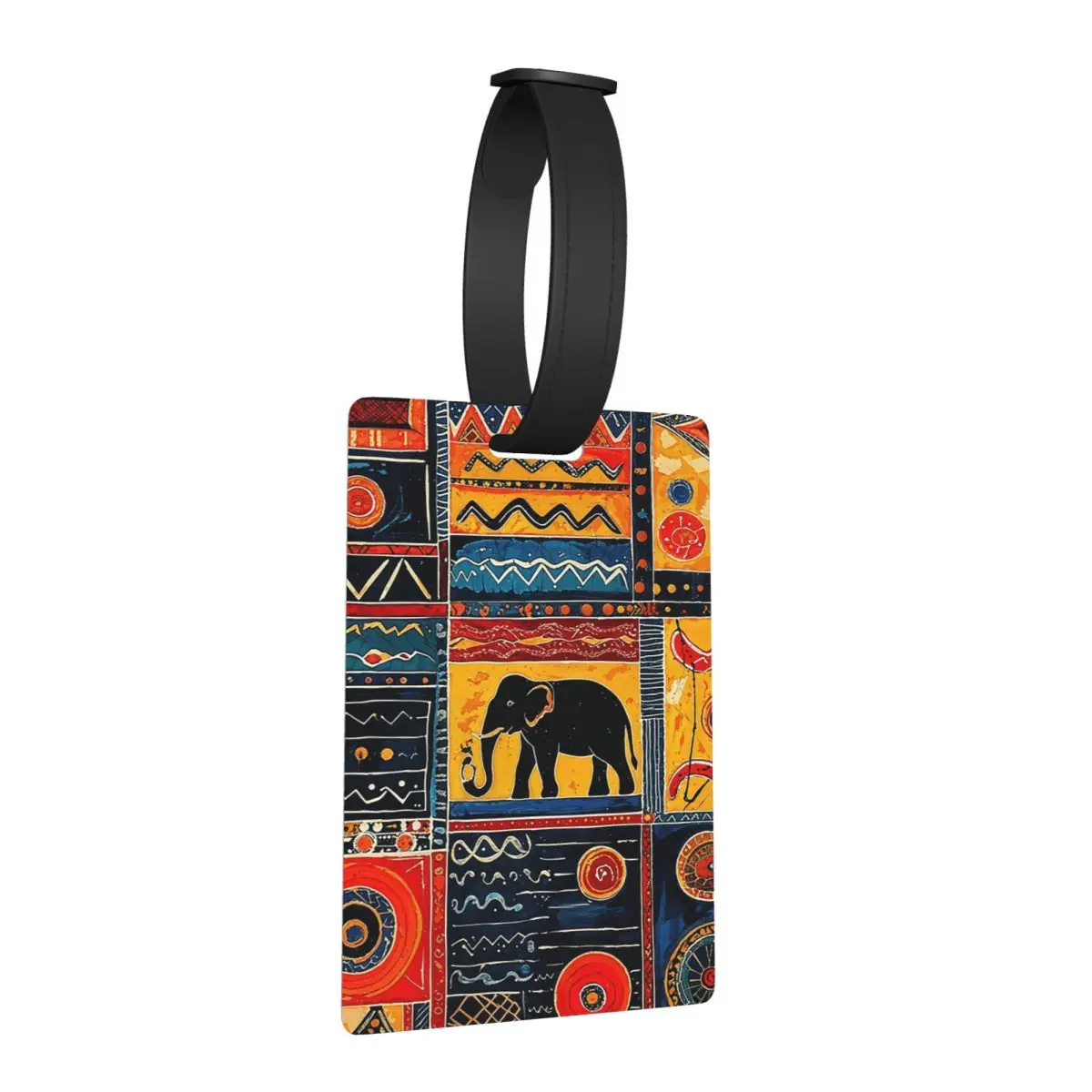 

Elephant Tribal Harmony African Inspired Art Luggage Tags Accessories Travel Baggage Boarding Tag Label Holder ID Name Address
