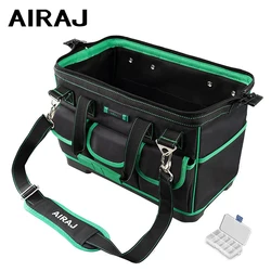 AIRAJ-Bolsa de herramientas de aumento de 20 pulgadas/23 pulgadas, parte inferior de goma impermeable engrosada, múltiples bolsillos, herramienta de boca ancha, correa de hombro ajustable