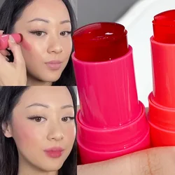 Juicy Jelly Blush Lip Gloss Stick Face Blush Rouge Contour Lasting Moisturising Lipstick Cheek Tint Multi-Use Lips Rouge Makeup