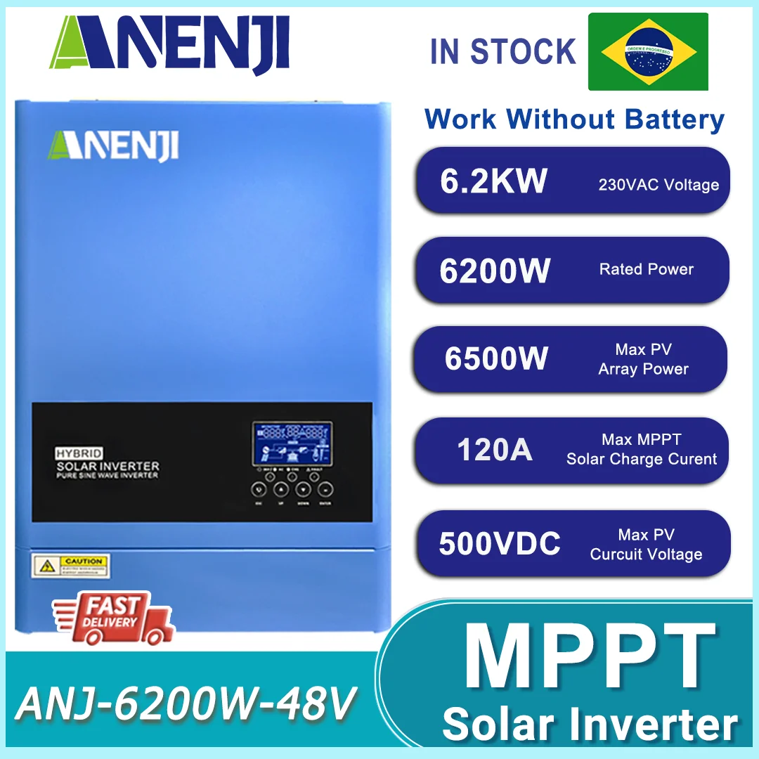 6.2KW 4KW Hybrid Solar Inverter Off Grid 230V MPPT 100A 120A  PV 500VDC Pure Sine Wave Solar Controller Support BMS