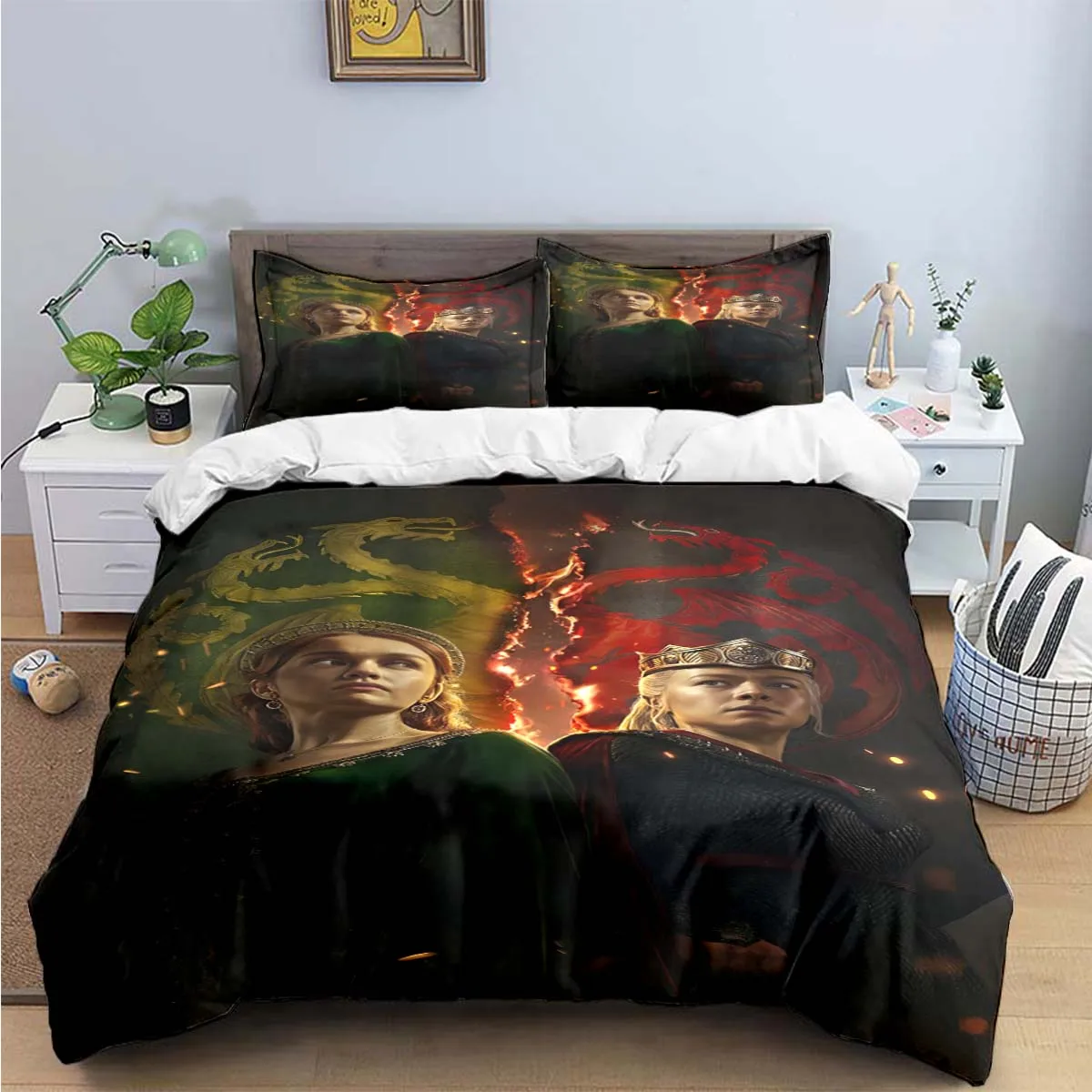 

Fashion Famous Film Role House of The Dragon Print Bedding Sets Bed Supplies Set Duvet Cover Bed Comforter Set Bedding Set Gift