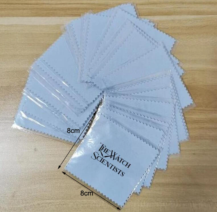 

200 PCS Customised Logo 8*8cm Micro Suede Light Blue Polishing Cloth Printed With Black Logo Individually Wrapped