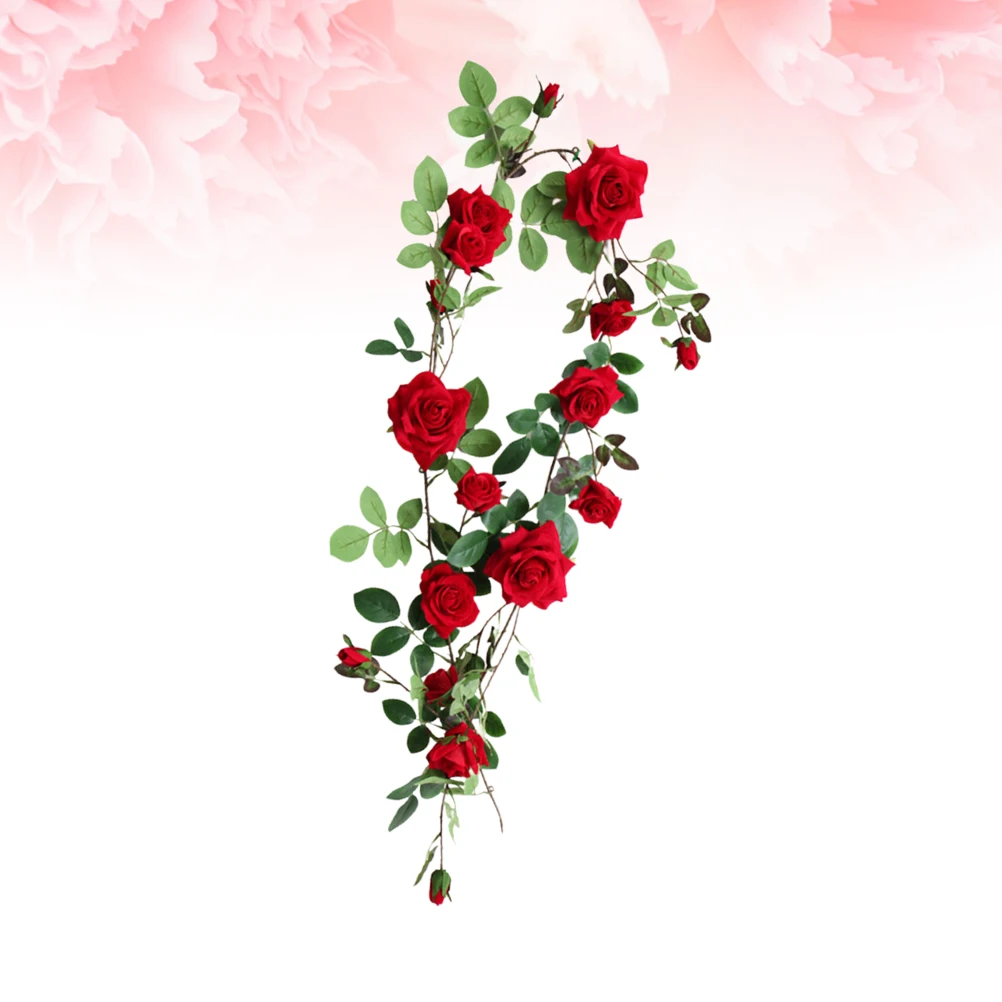 

Artificial Decoration Wedding Party Home Rattan Decor Garden Wall Swing Hanging Rattan Simulation Plant Vine Red S