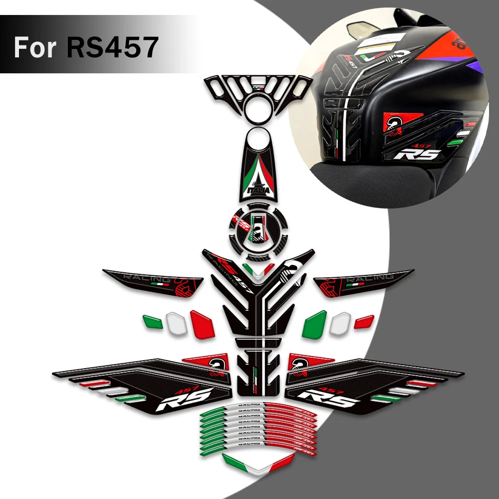 

For Aprilia RS457 RS 457 2024 2025 Protector Tank Pad Side Grips Gas Fuel Oil Kit Knee Fairing Fender Wheels Stickers Decals