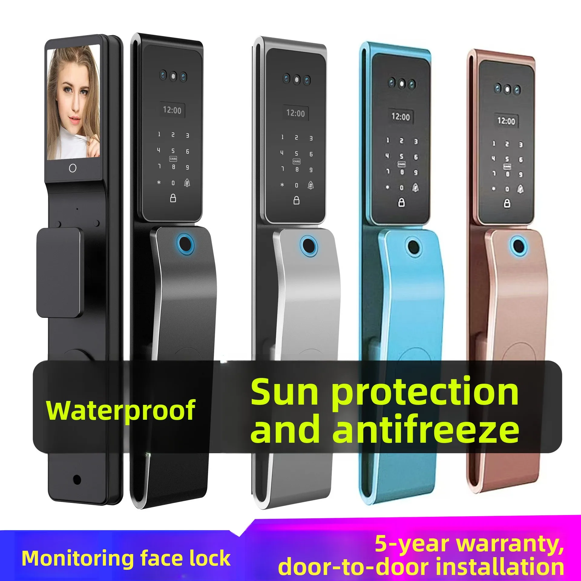 

Waterproof fingerprint lock password lock facial recognition household high quality smart lock suitable for Euro, Israel, etc.