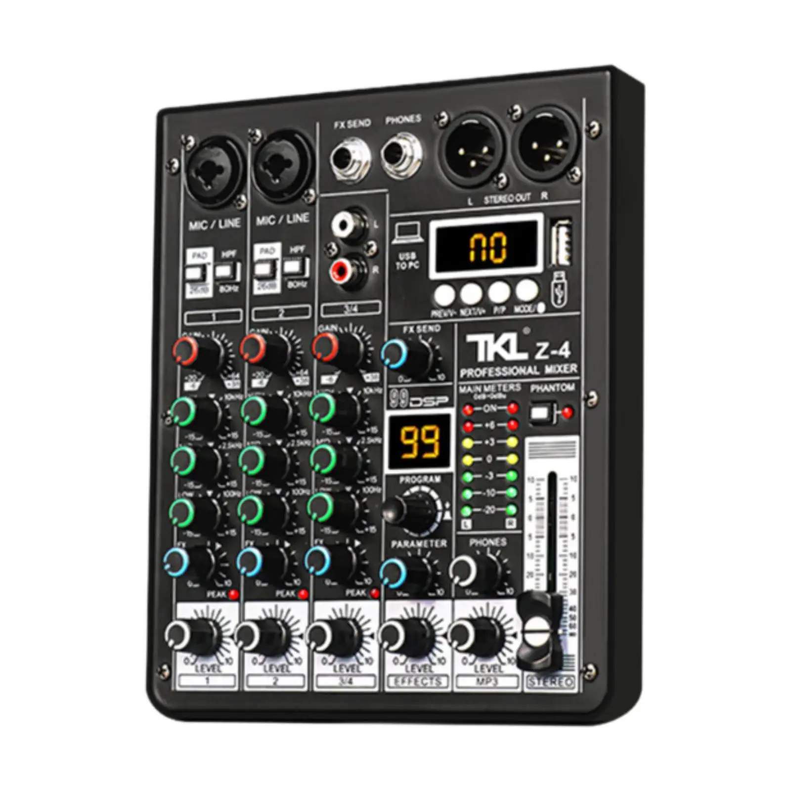 Audio Mixer Portable USB DJ Controller Sound Mixer for Live Recording Studio