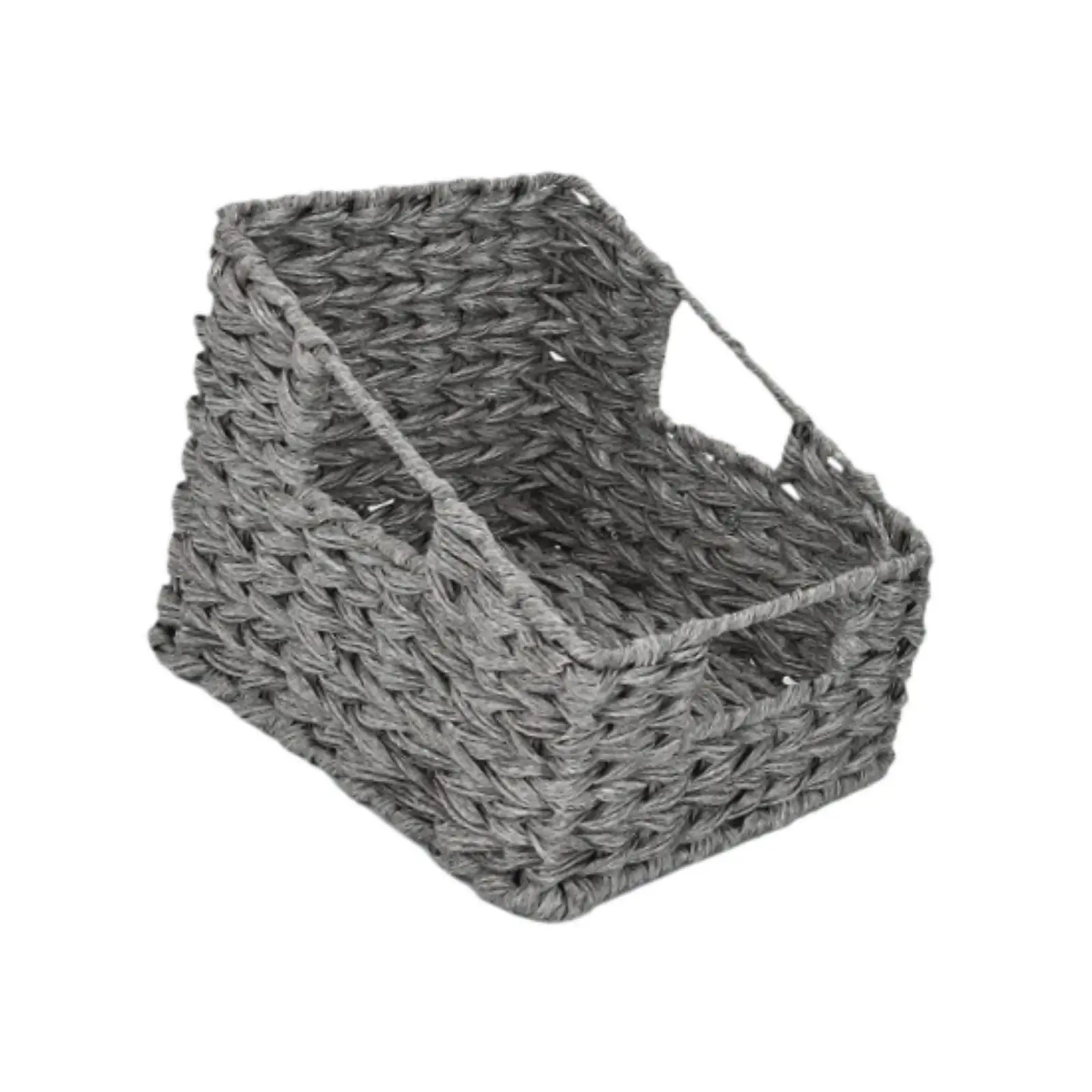 Decorative Home Storage Basket Imitation Rattan Container with Handles for Organizing Pantry Bathroom Living Room
