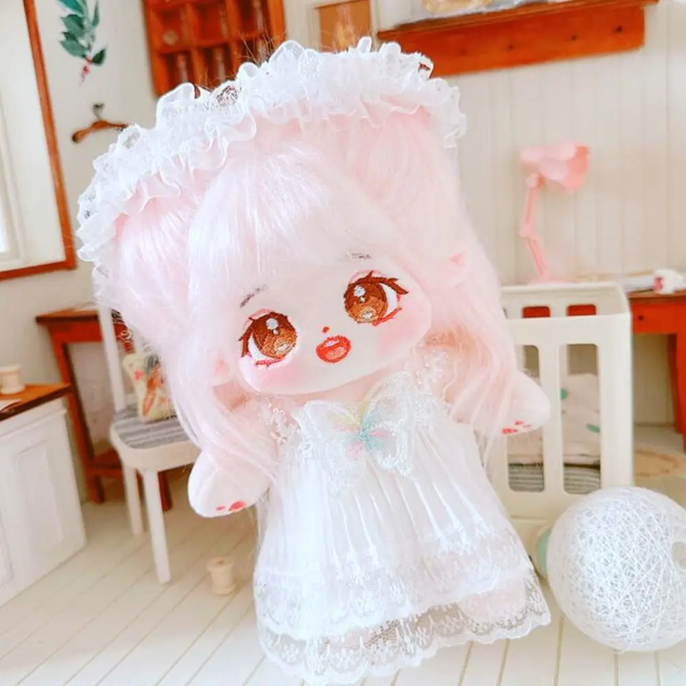 20CM Doll Clothes Lolita Style Lace Princess Dress Headband Latticed Jumpsuits Mini Shoes for EXO Idol Dolls Accessories Toys