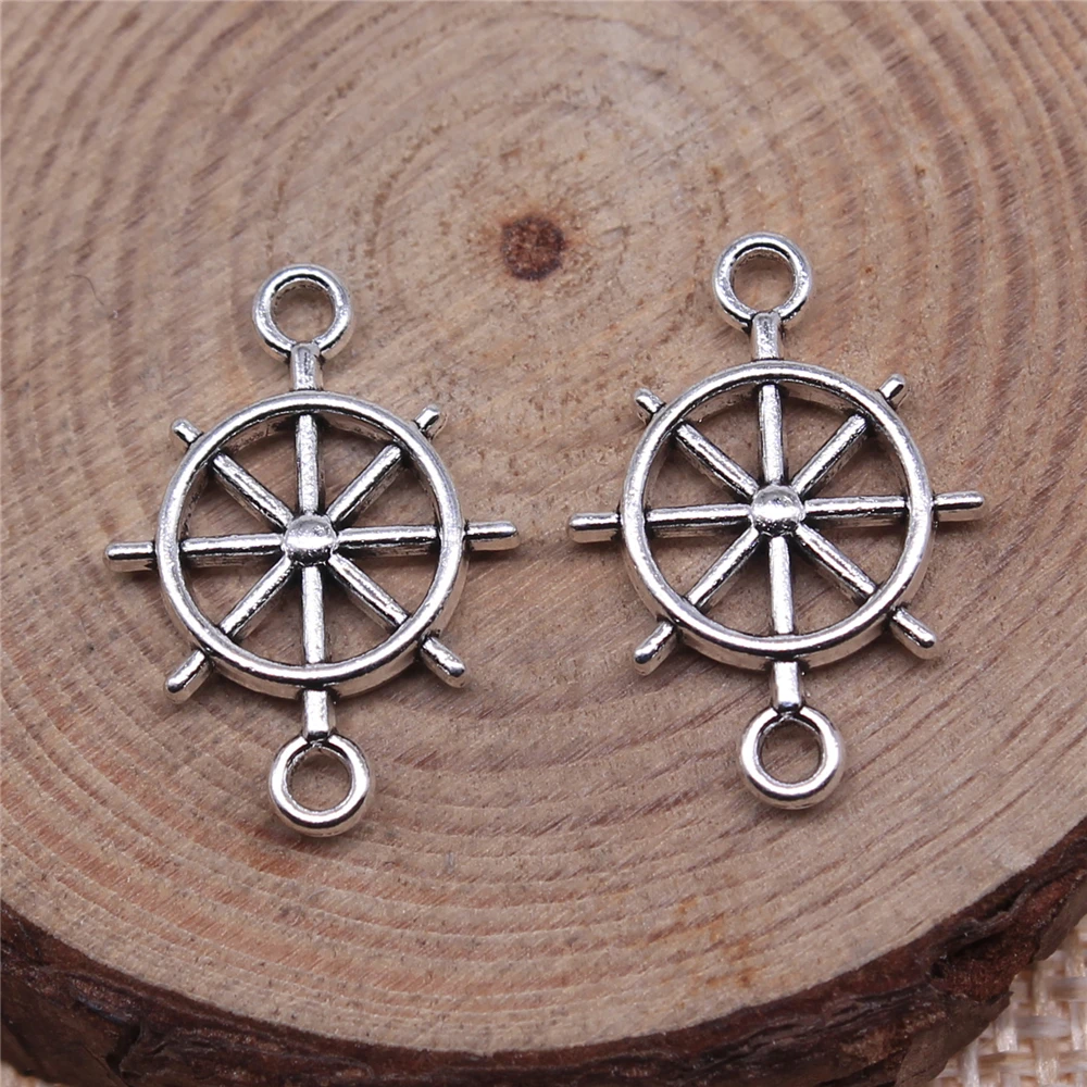 WYSIWYG 20pcs 21x15mm Antique Silver Color Rudder Connector Charms For Jewelry Making DIY Jewelry Findings