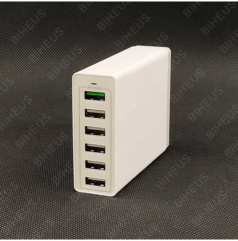 50W 6 Usb Charger Unit Qc 3.0 Fast Charging Station Portable Multi Charger For Mobile Cell Phone Iphone Samsung Quick Adapter