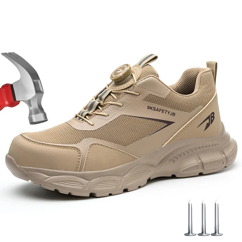 Размер 47, 48, мужская рабочая защитная обувь, противоскользящие, износостойкие рабочие кроссовки со стальным носком, легкие дышащие защитные ботинки