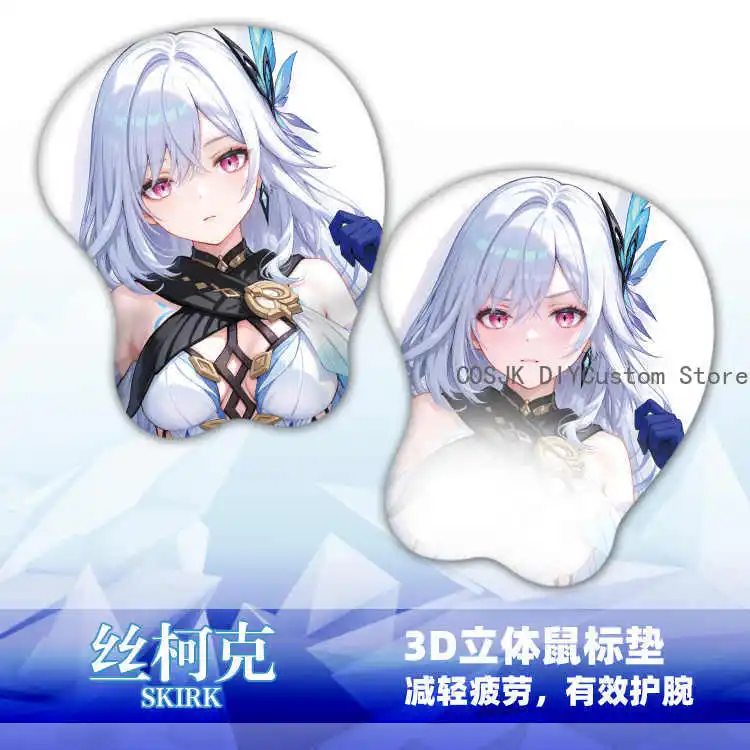 

Игра Genshin Impact Skirk Theme Сексуальный 3D мягкий силикагель коврик для мыши аниме косплей подставка для запястий клавиатура настольный игровой коврик подарки