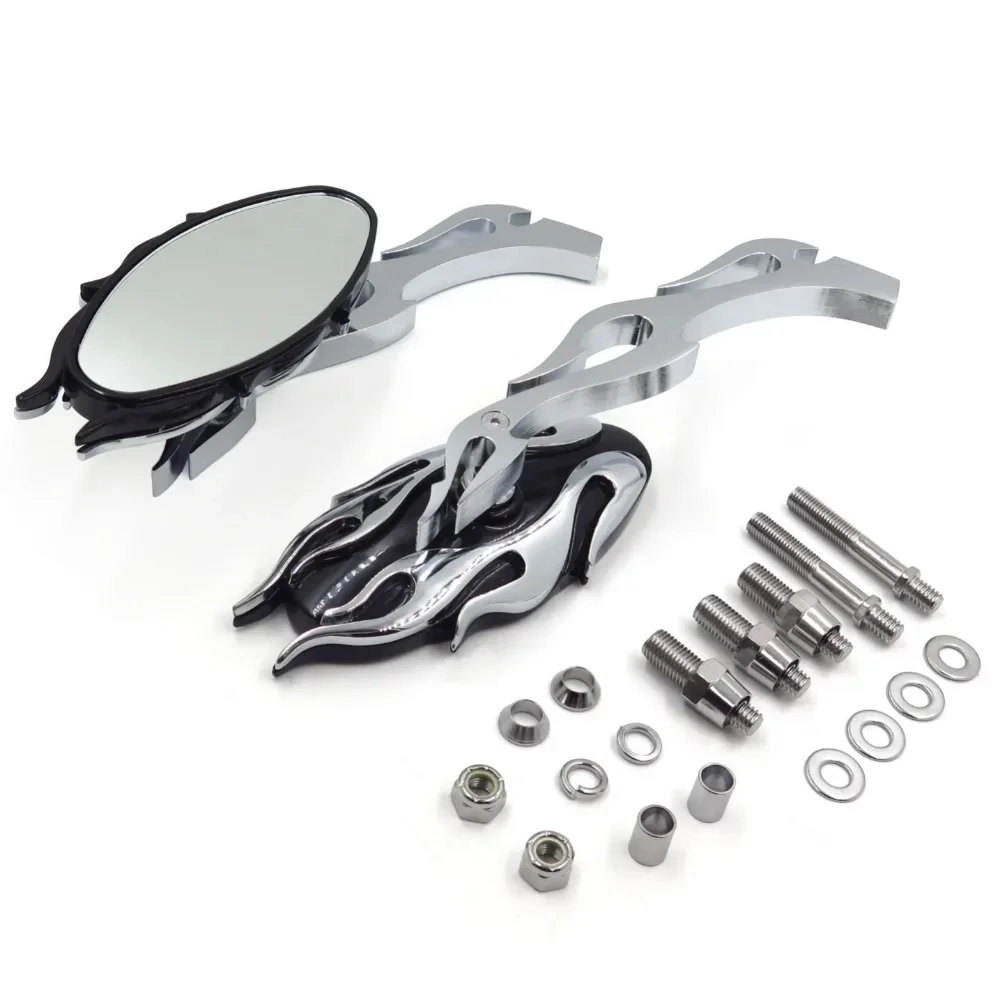 Motorcycle Retroviseur Flame Style Rearview Mirror for Harley Any Cruiser Chopper Custom,Honda CB1000R / CB1300 / CB600F
