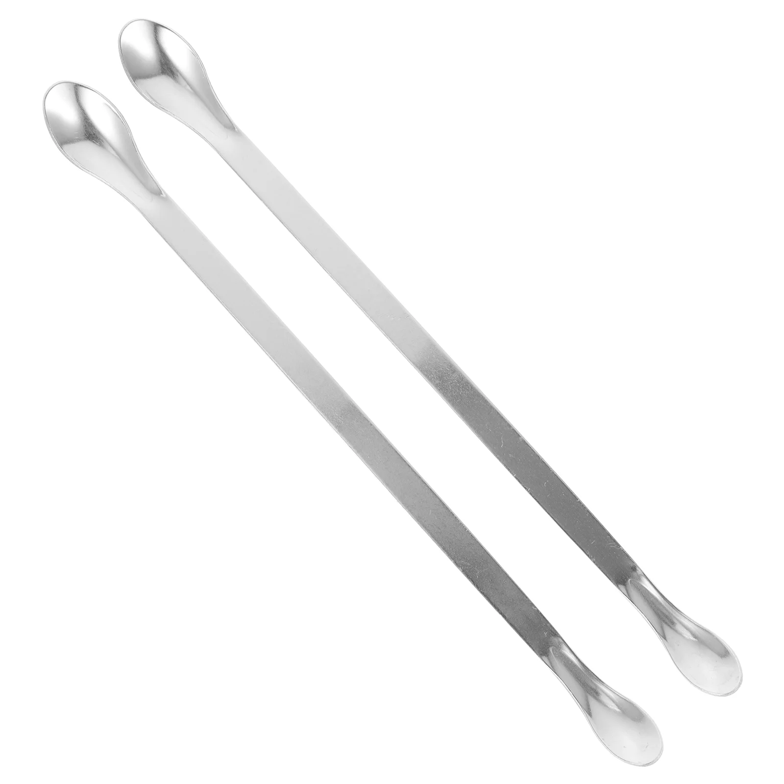 2 Pcs Spoon Metal Stainless Steel Weighing Long Sampling Micro Scoop Experiment