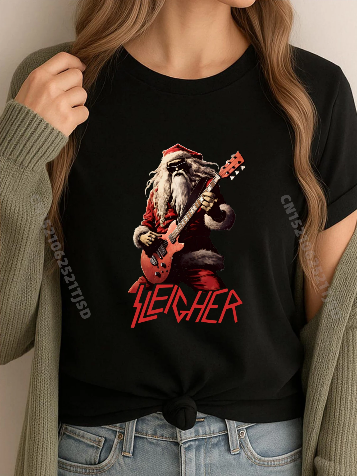 

Sleigher Funny Christmas Graphic T Shirts T-Shirt WashedTops Tees Japan Style