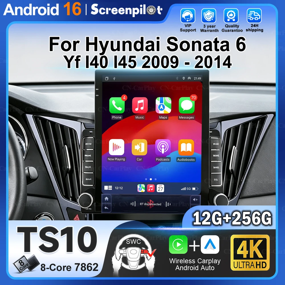 9.7inch For Hyundai Sonata 6 Yf I40 I45 2009 - 2014 Android 16 Car Gps Navigation Stereo Head Unit Multimedia Player QLED 5g