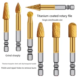 Titanium tungsten steel hexagonal handle rotary file milling cutter drill bit electric screw alloy polishing head stainless stee