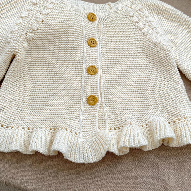 Infant Baby Girls Long Sleeve Sweet Solid Color Knitted Cardigan Coat Autumn Newborn Kids Baby Girls Sweaters Cardigan Coat