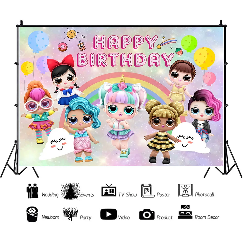 

ZHISUXI Romantic Decoration Colorful Balloon Arch Bears Background Newborn Baby Birthday Lights Photography Backdrops GH-22
