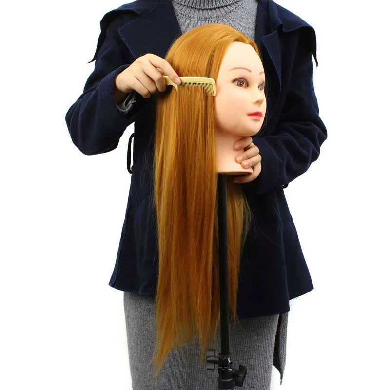 

22”inch Long Mannequin Head Hairdressing Head Mannequin Styling Training Head Clamp Sky Gold Doll for Hairstyles Beauty Tool