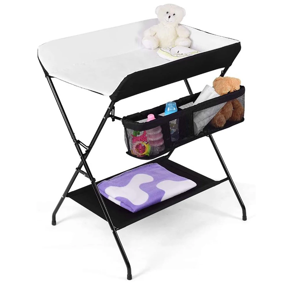 Table à langer pliante, table à langer avec panier de rangement, ceinture de sécurité, 79*55.5*96cm,