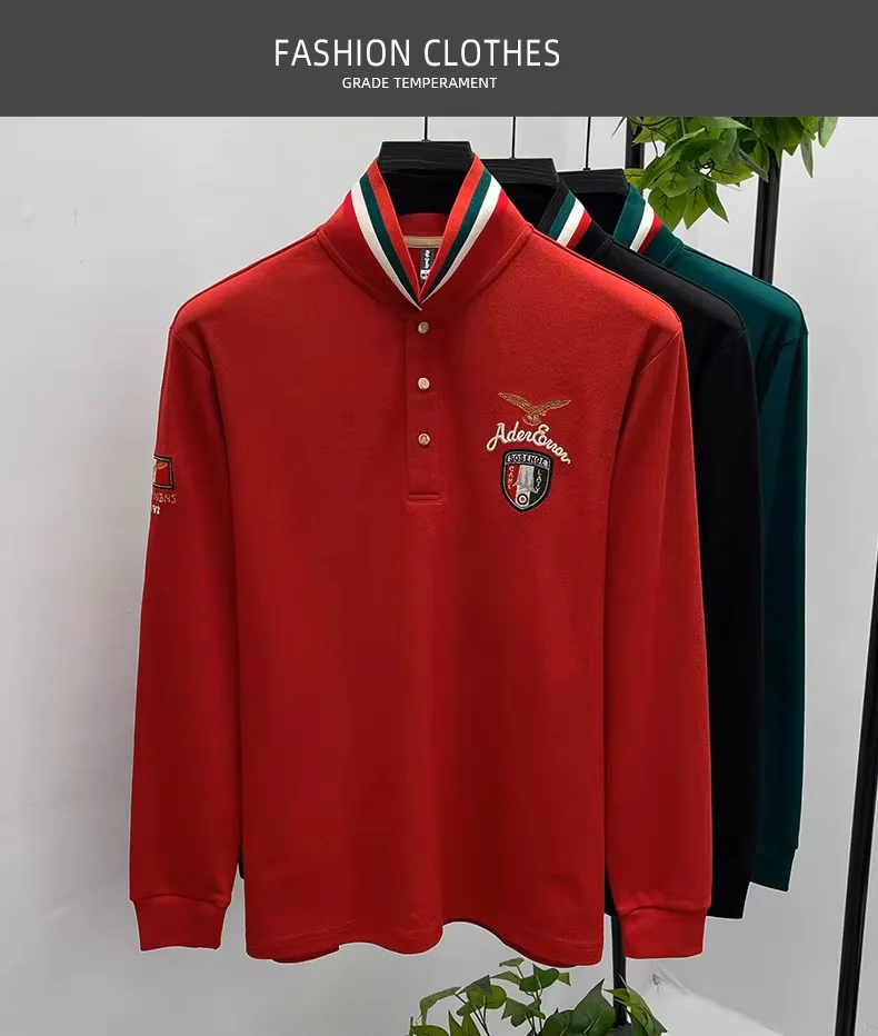 High end brand men\'s long sleeve polo shirt Spring Autumn fashion embroidery Korean casual business T-shirt Paul men\'s  clothing