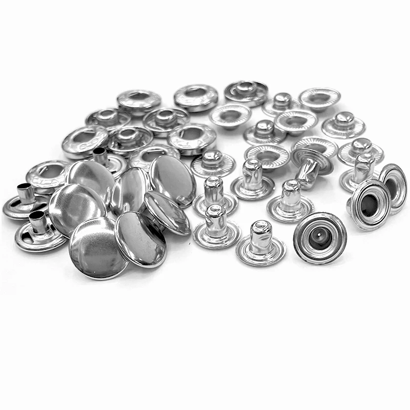 

8050# 50 SETS Metal Stainless Steel Snap Fastener Buttons Rivet Clasp Jacket Clothing Jeans Collar Belt Buckle Silver