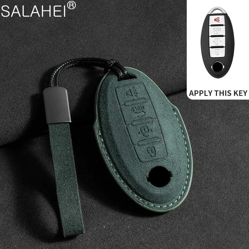 Car Key Cover Suede Case Keyless Lanyard Holder Fit For Nissan Altima Coupe Armada GTR Maxima Murano Cross CABRIOLET Rogue Versa