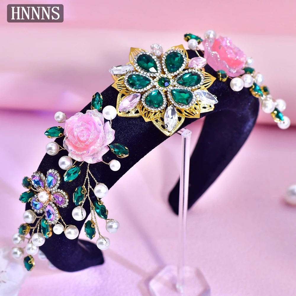 TOPQUEEN الزفاف الزفاف النمط الصيني رئيس هوب اليدوية سبيكة زهرة مطعمة المياه الماس السيدات مأدبة الشعر الحلي YXA405 #5