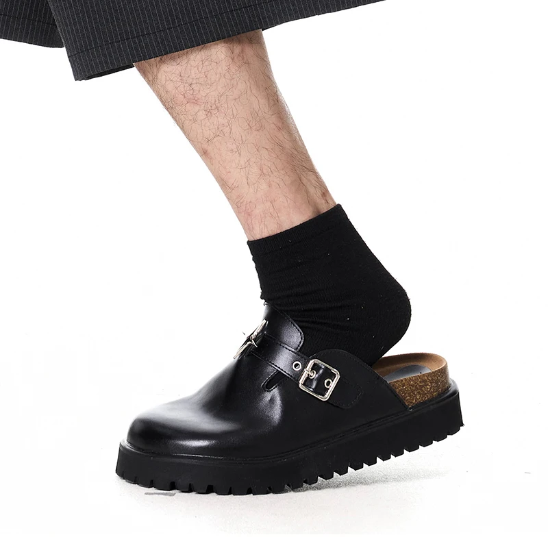 

New Four Star Design Birken Shoes for Men Made of Genuine Leather Thick soled Height Increasing Slippers for Casual Use