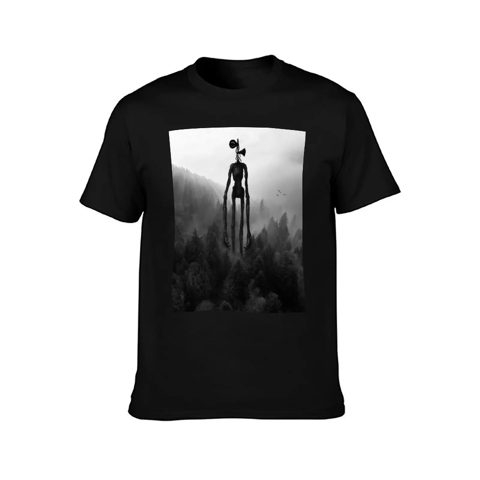 Siren head in pine forest mountain black backpack T-Shirt Christmas Theme Tee Top T-Shirt