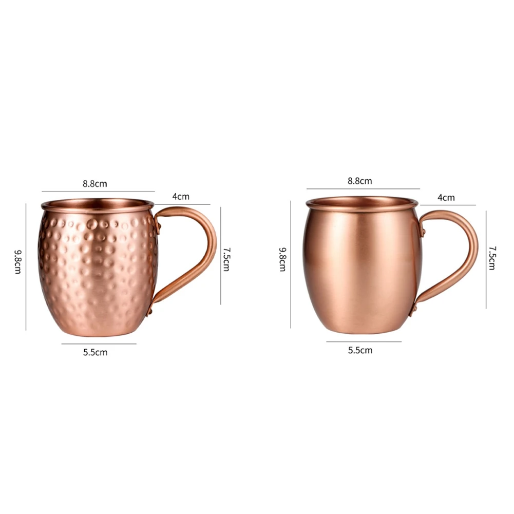 530ML 100% Pure Copper Mug Moscow Mule Mug Drum Cup Cocktail Cup Pure Copper Mug Restaurant Bar Cold Drink Cup, A