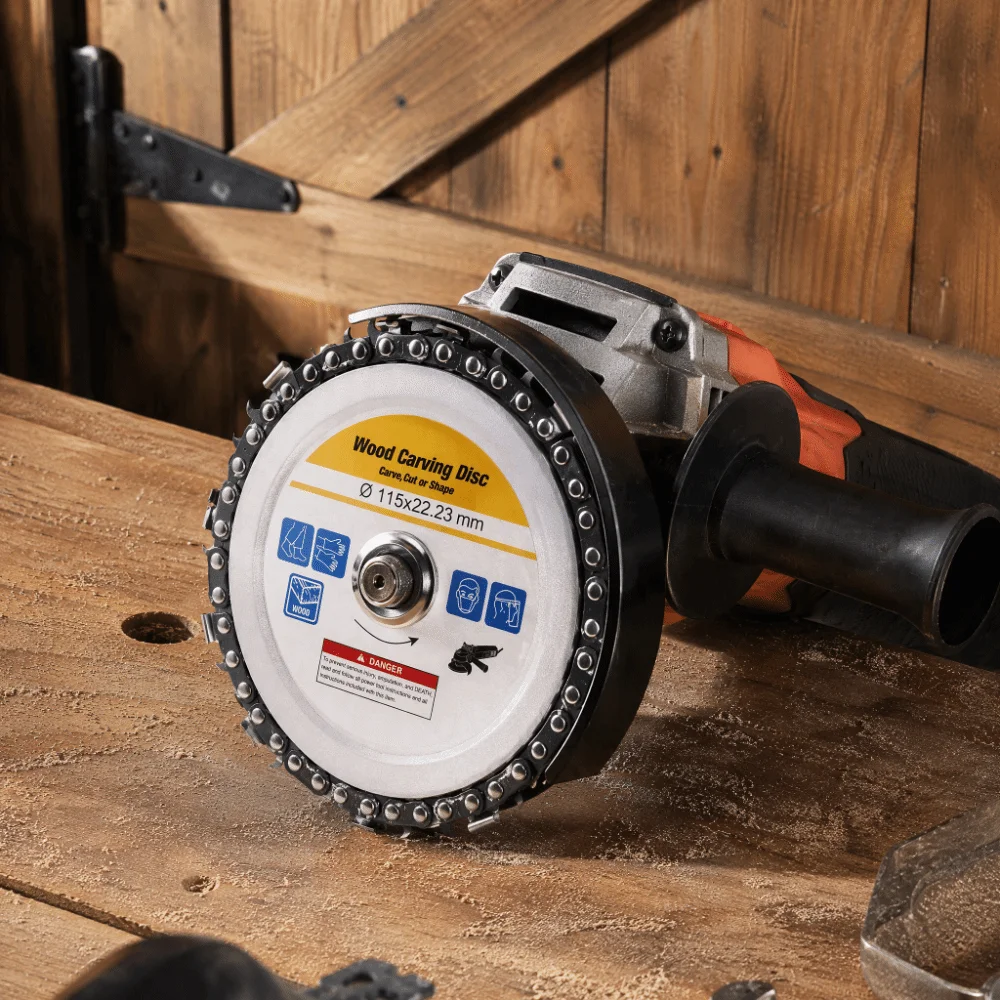 13 Teeth Wood Carving Disc 115mm Diameter 7/8 Inch Arbor Chainsaw Grinding Wheel Yellow Coated Circular Plate Design