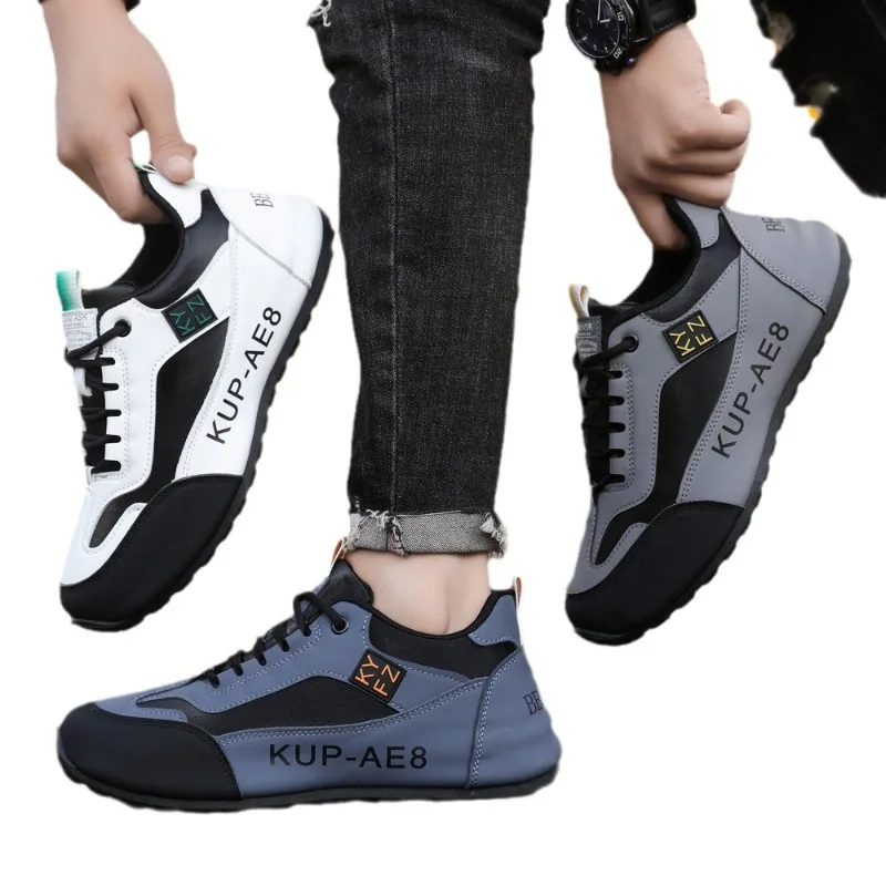 Spring and Autumn Fashion Men's Leather Casual Sports Shoes Waterproof Soft Bottom Running Versatile Shallow Mouth Sports Shoes