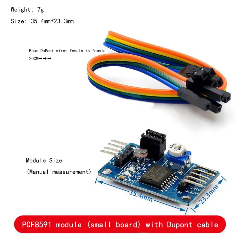Módulo PCF8591 Módulo convertidor AD/DA Módulo convertidor analógico a digital/digital a analógico Cable DuPont gratuito