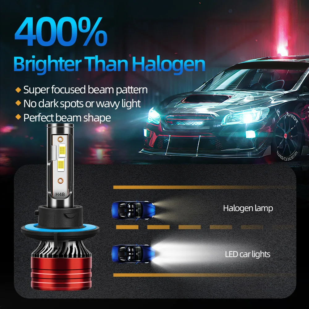 130W 32000LM Canbus LED Headlight Bulbs H13 3570 CSP Turbo Fan Auto Light Bulbs IP68 Waterproof 9008 Headlamps With Internal drive for Vehicle