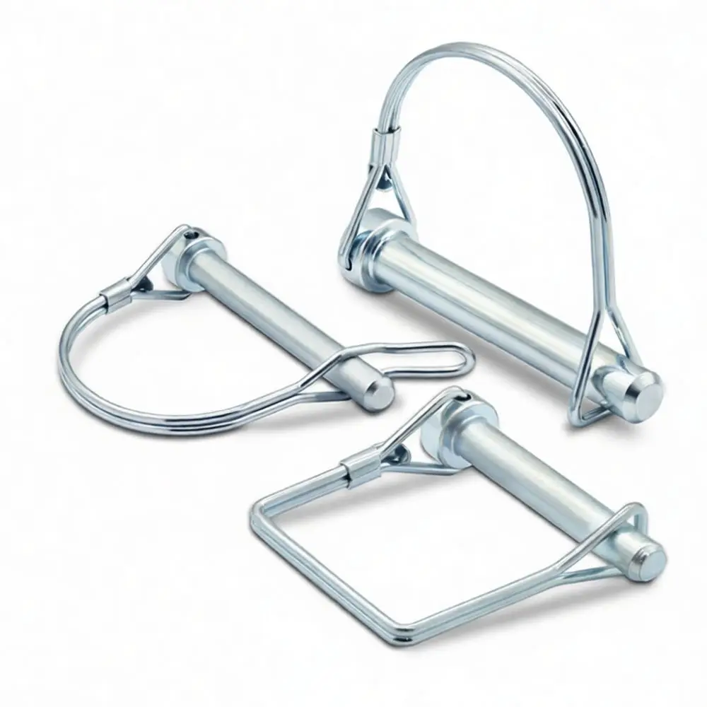Spring Loaded Square Locking Pin D Shape Hitch Security Pin Anti Loss Lanyard Fastener For Mechanical Equipment Hardware