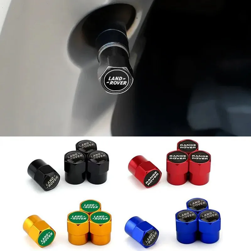 4Pcs Car Emblem Wheel Tire Valve Stem Cover Cap Auto Accessories For Land Rover Defender Freelander Discovery Evoque Range Velar