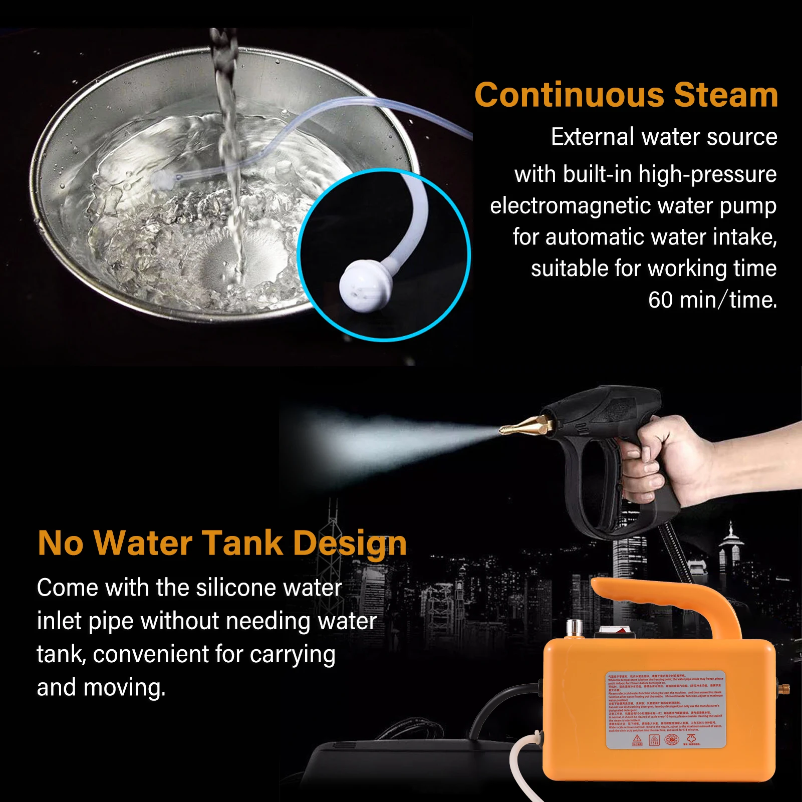 1700W Portable Steam Cleaner High Temperature Pressurized Handheld Self-control Steam Cleaning Machine With Extension Tube Brush