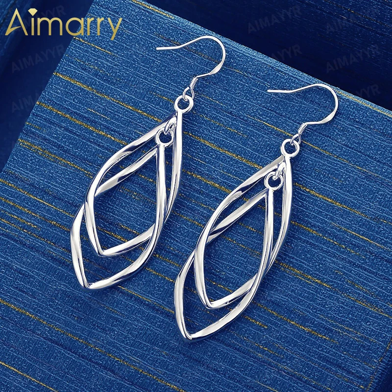 925 Sterling Silver Double-layer Hollow Water Droplet Earrings for Women's Parties and Weddings High-quality Fashion Jewelry