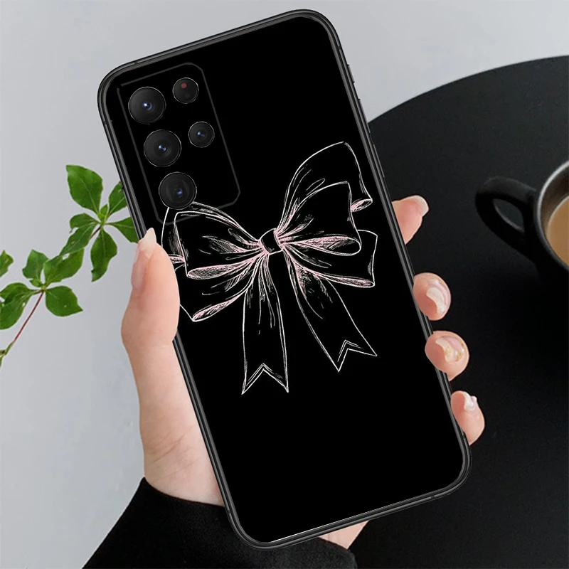 

Pink Bow Tie Funda Phone Case For Samsung Galaxy S25 S24 S23 S22 S21 Ultra S24 S23 S22 S21 S25 Plus S24 S25 FE