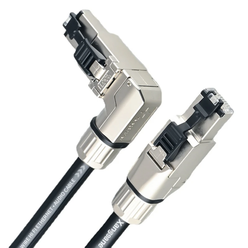 Sterling Silver CAT 8 Network Cable HiFi Audio Ethernet Cable 10 Gigabit Network 40Gbps 2000MHz RJ45 Network Patch Line