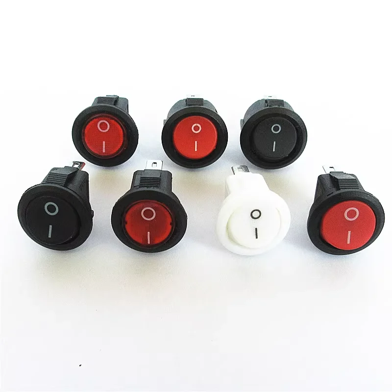 10pcs hole 15MM circular switch button 3pin 2 pin small power supply boat type switch with light, small circular switch
