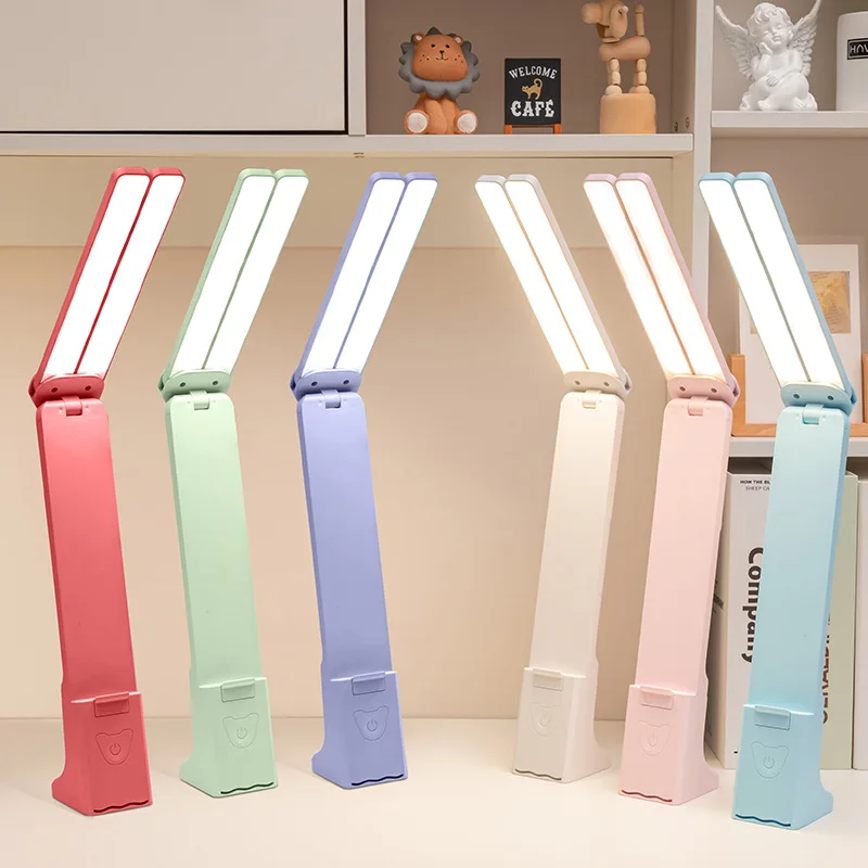 LED Table Lamp Night Light Nordic Study Dual Lights USB Rechargeable Portable Foldable Lamps for Children Home Decoration